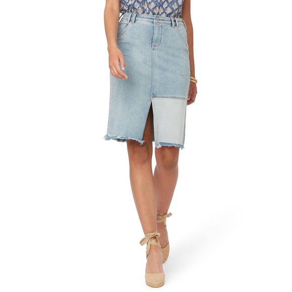 NEW NYDJ Denim Skirt Destructed Radiance 12 - Picture 1 of 17
